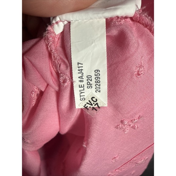 J Crew AJ417 NWT Woman's XL Long-sleeve Ruffle Shirt Floral Eyelet Pink Cotton - Picture 9 of 10